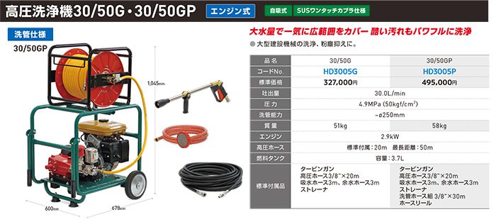 アサダ(Asada) 高圧洗浄機 エンジン式 30/50G HD3005G_説明_1