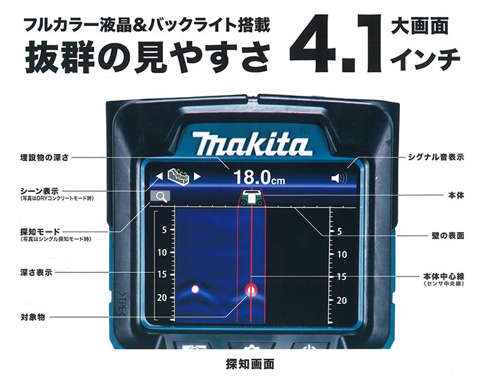 マキタ(makita) WD180D WD181D 充電式ウォールディテクタ (壁内:高精度 ...