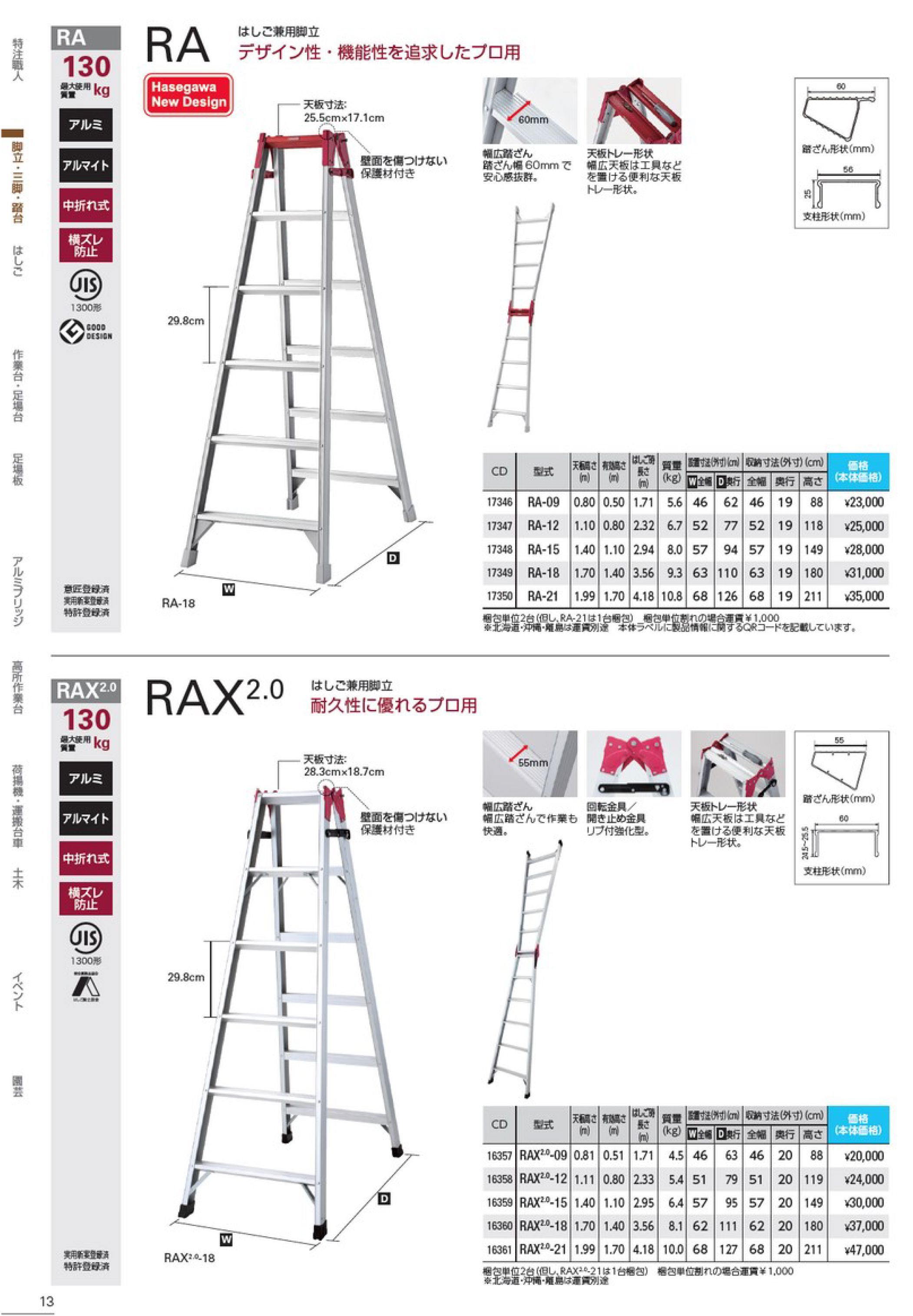 ハセガワ(hasegawa) RAX2.0 はしご兼用脚立 はしご兼用タイプ【解説