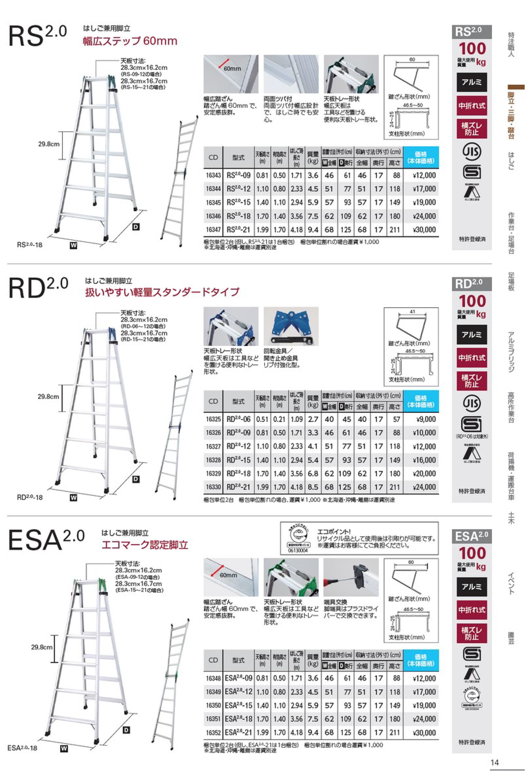 ハセガワ(hasegawa) はしご兼用脚立 はしご兼用タイプ RD2.0-06_カタログ_1