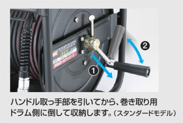 マックス(MAX) ホースドラム(ホース付きタイプ) [高圧専用] やわすべりほーす スタンダード 「ホース 内径:5mm/外径:9mm」 HHD-ST5030E1 AH96510_説明_3