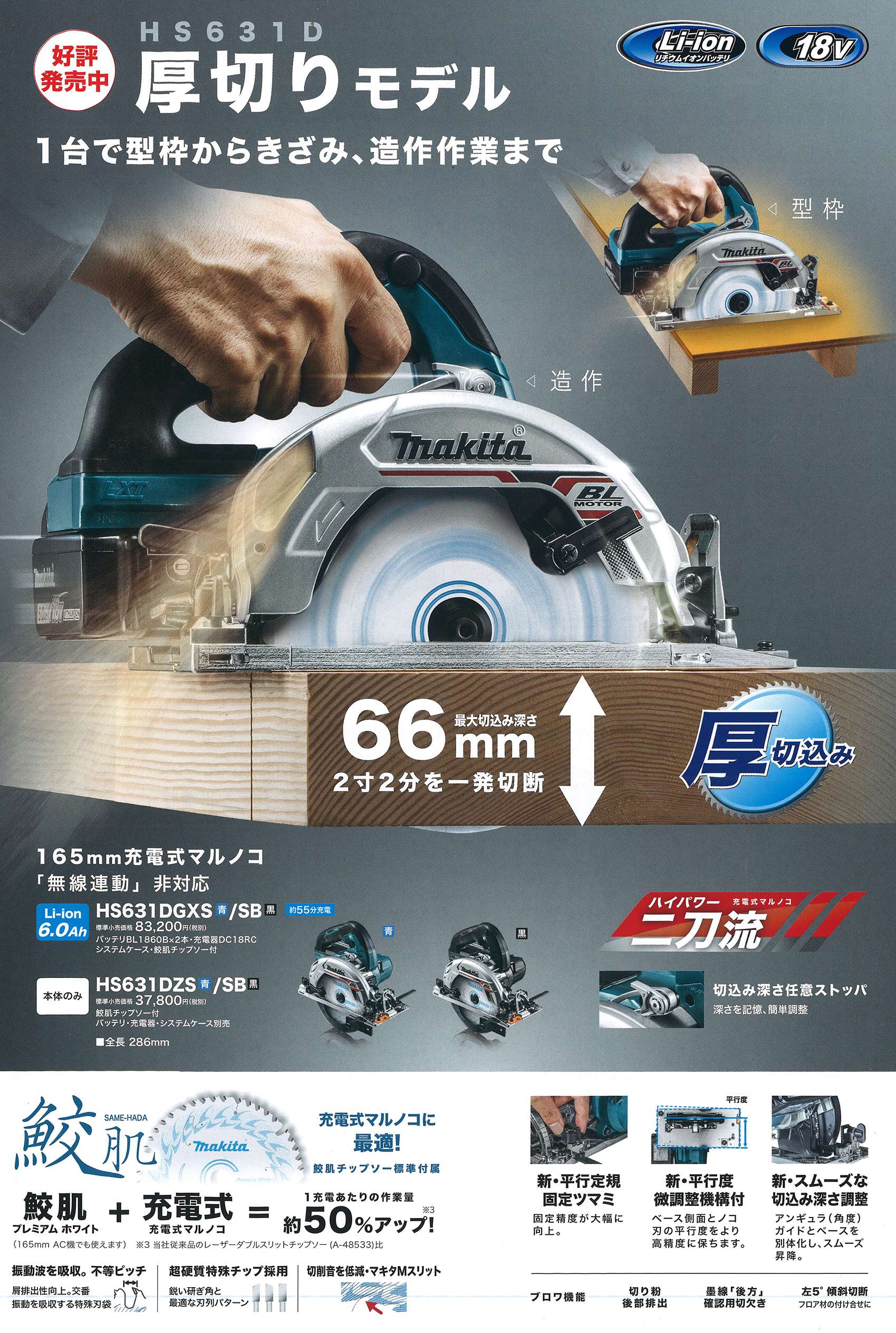 マキタ(makita) HS611D HS610D 充電式丸ノコ 165mm 【徹底解説 