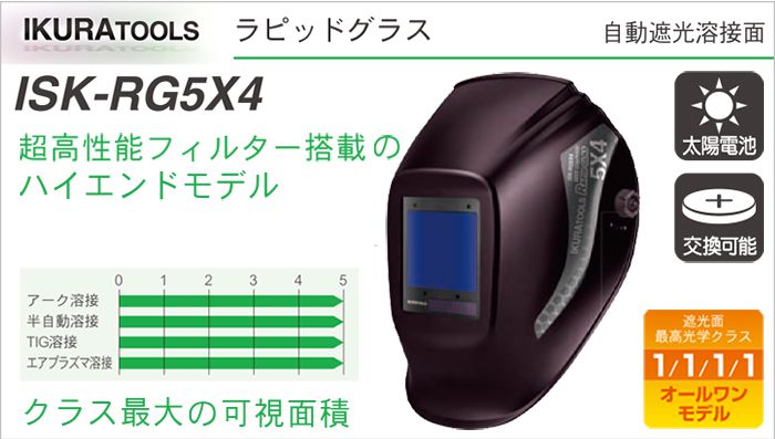 取寄商品 育良 ラピッドグラス ISK-RG5X4 溶接面 遮光面 溶接遮光面