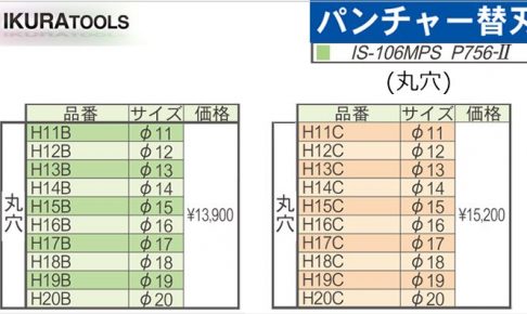 育良精機 ( イクラ / IKURA ) [ IS-106MPS / P756-2用 ] パンチャー 替え刃 (丸穴)