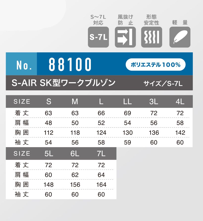 リンクサス(LINXAS) 88100 空調服 S-AIR SK型ワークブルゾン_各部仕様