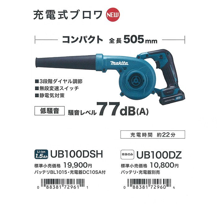 UB100DSH UB100DZ マキタ 充電式ブロワー 10.8V 【徹底解説】 | クニハモブログ