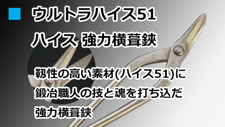 直徳 ウルトラハイス51 強力横葺鋏 (よこぶき用) / ハサミ 