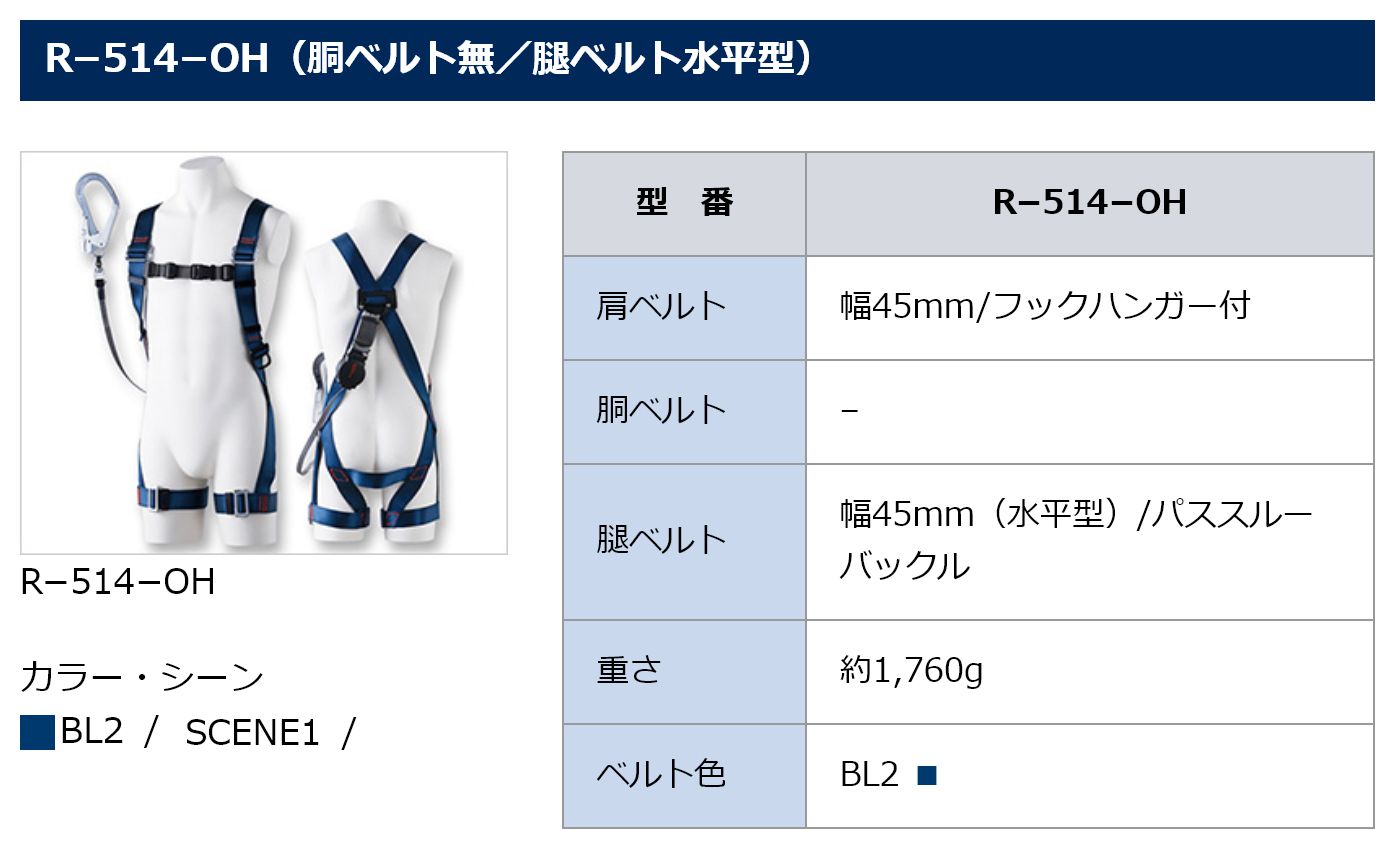 藤井電工 ツヨロン ワンハンドハーネス 胴ベルト付 (ベルト色:OR) R-502-OH-OR_各部仕様_4