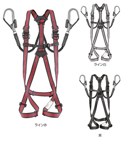 HOT定番タジマ　フルハーネス安全帯　　ハーネスGS赤　蛇腹ダブルランヤード　Lサイズ 安全帯