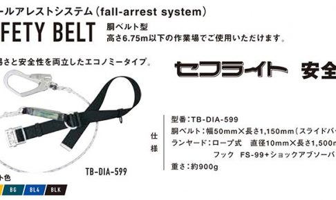 藤井電工 ツヨロン 胴ベルト型安全帯 セフライト (Mサイズ) ベルト色:Y TB-SAF-593-M-Y_アイキャッチ画像