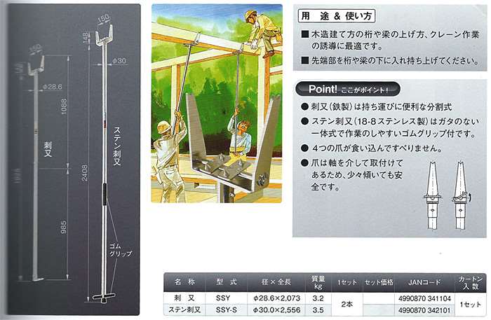ワンツースリー(123) 刺又 SSY 2本組 - 工具通販クニモトハモノ (国本刃物)
