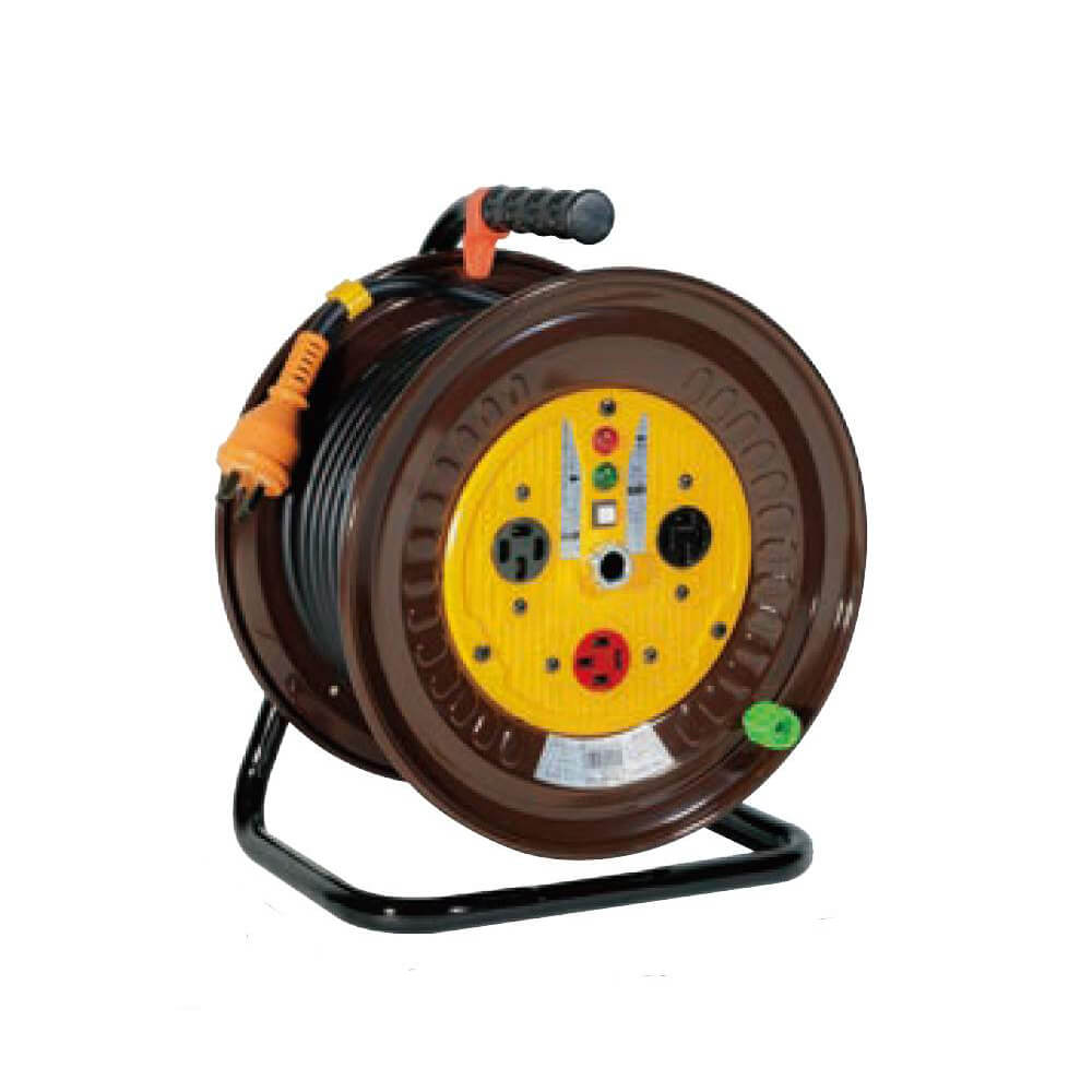 三相200V逆転コンセント付ドラム/4芯L型プラグ付ドラム