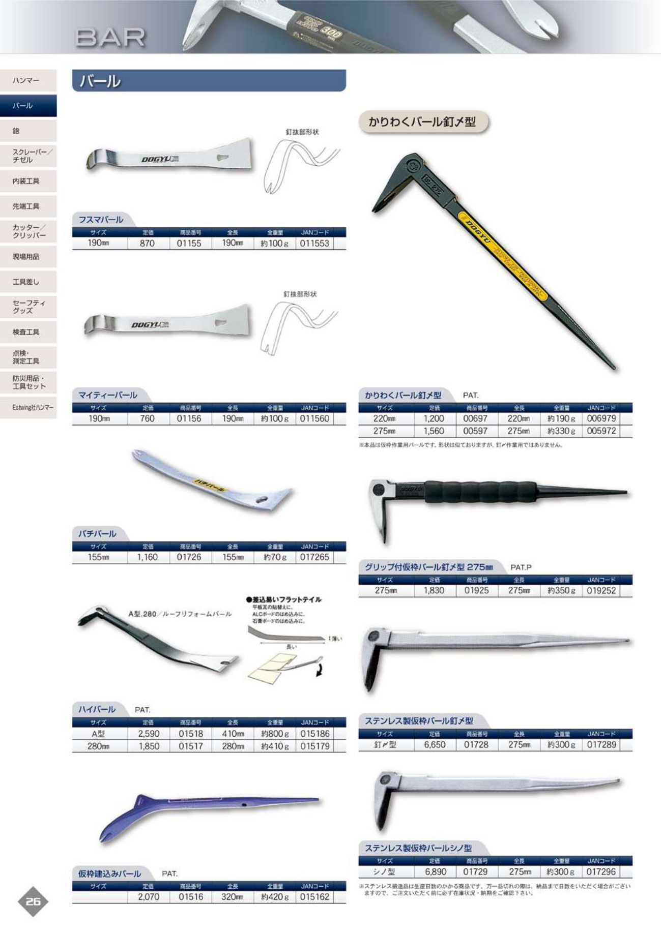 土牛 グリップ付テコBAR 300mm 工具通販クニモトハモノ (国本刃物)