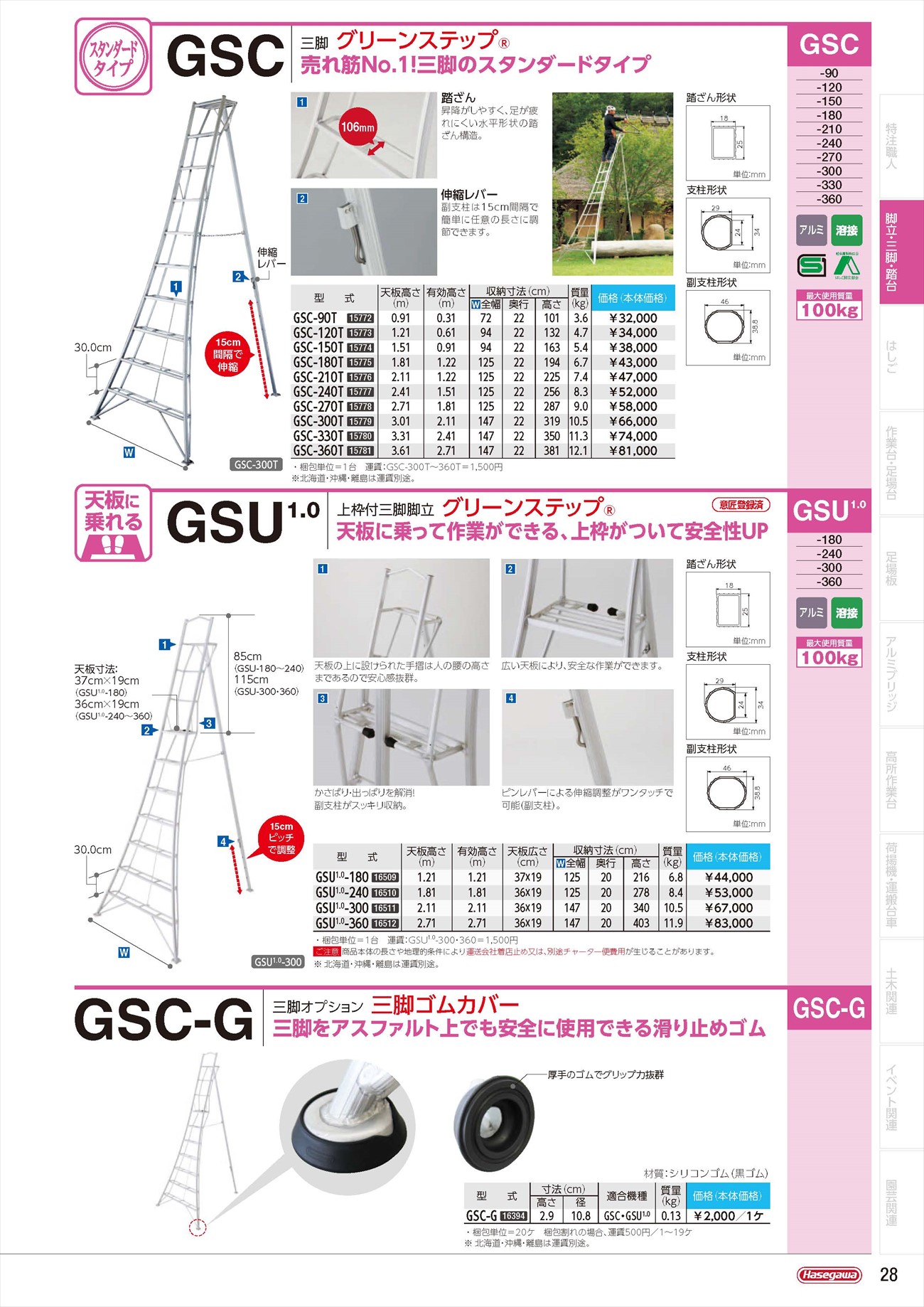 がステップ 長谷川工業 三脚] ミナト電機工業 - 通販 - PayPayモール アルミ上枠付三脚 グリーンステップ GSU1.0-300  (天板高さ2.11m) [はしご ≽ができます - comunidadplanetaazul.com