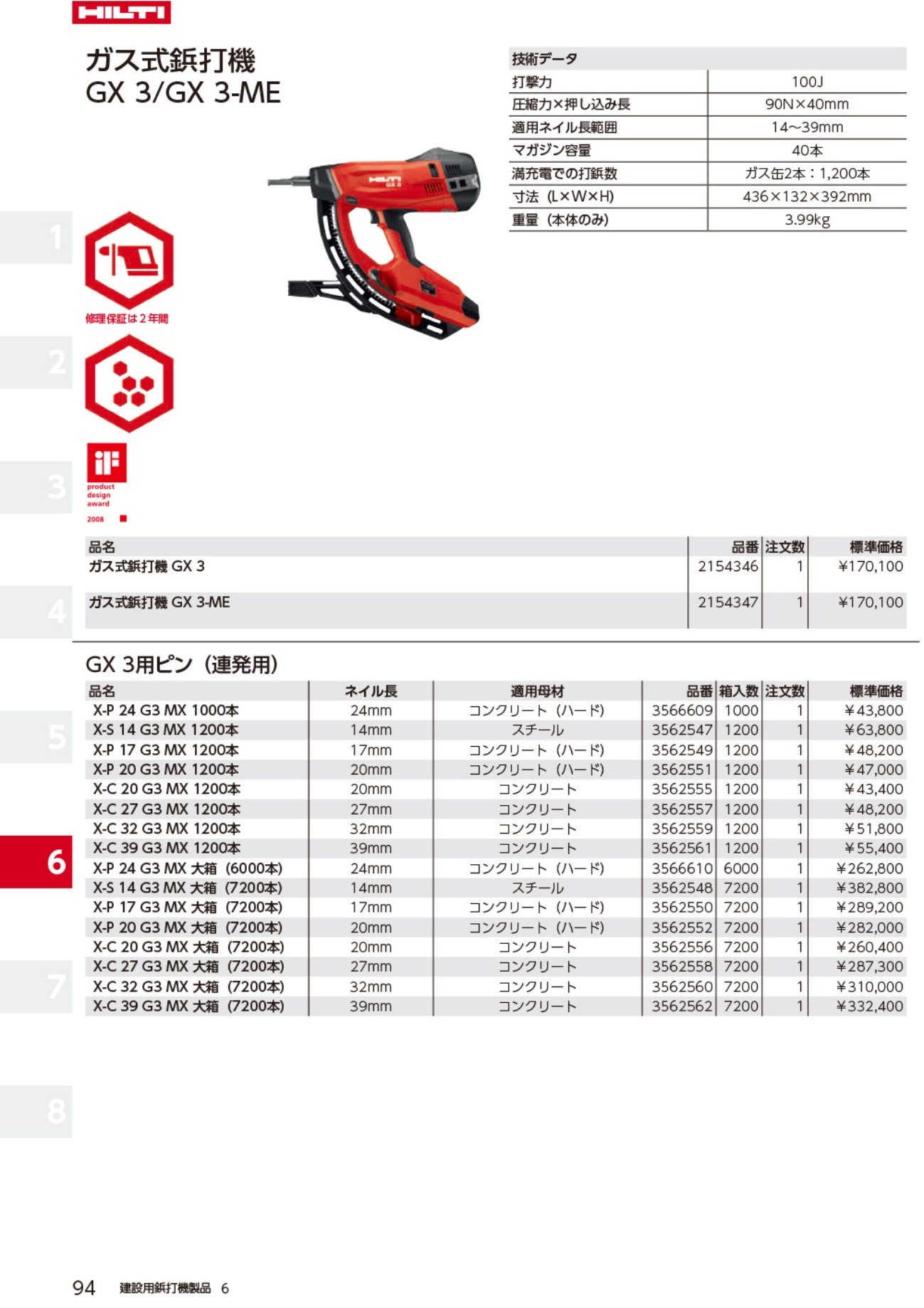 ヒルティ(HILTI) ガス式鋲打機 GX3 2154346〜GX3-ME 2154347【送料無料 ...