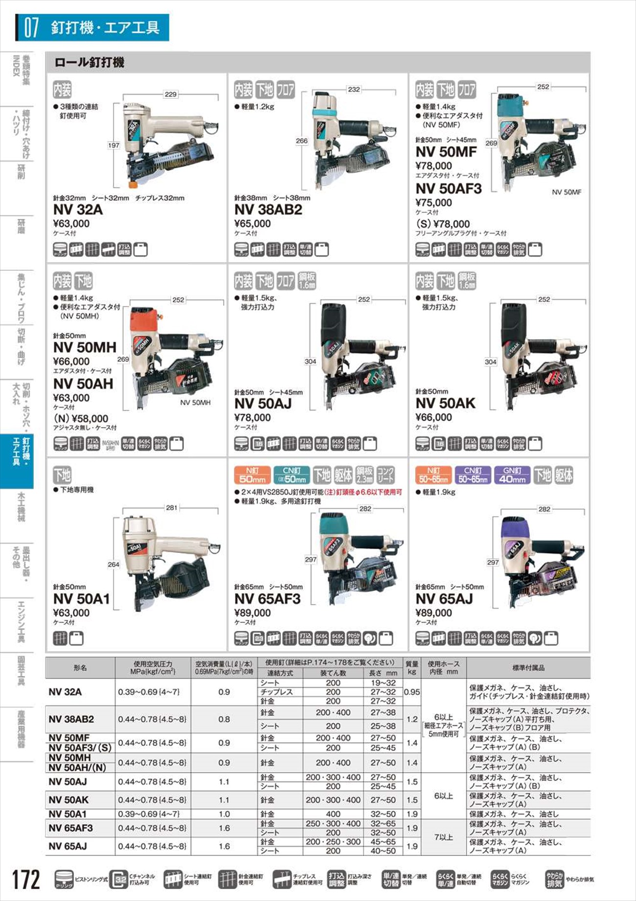 同梱不可】 HiKOKI ハイコーキ 旧日立工機 ロール釘打ち機 NV50AF3