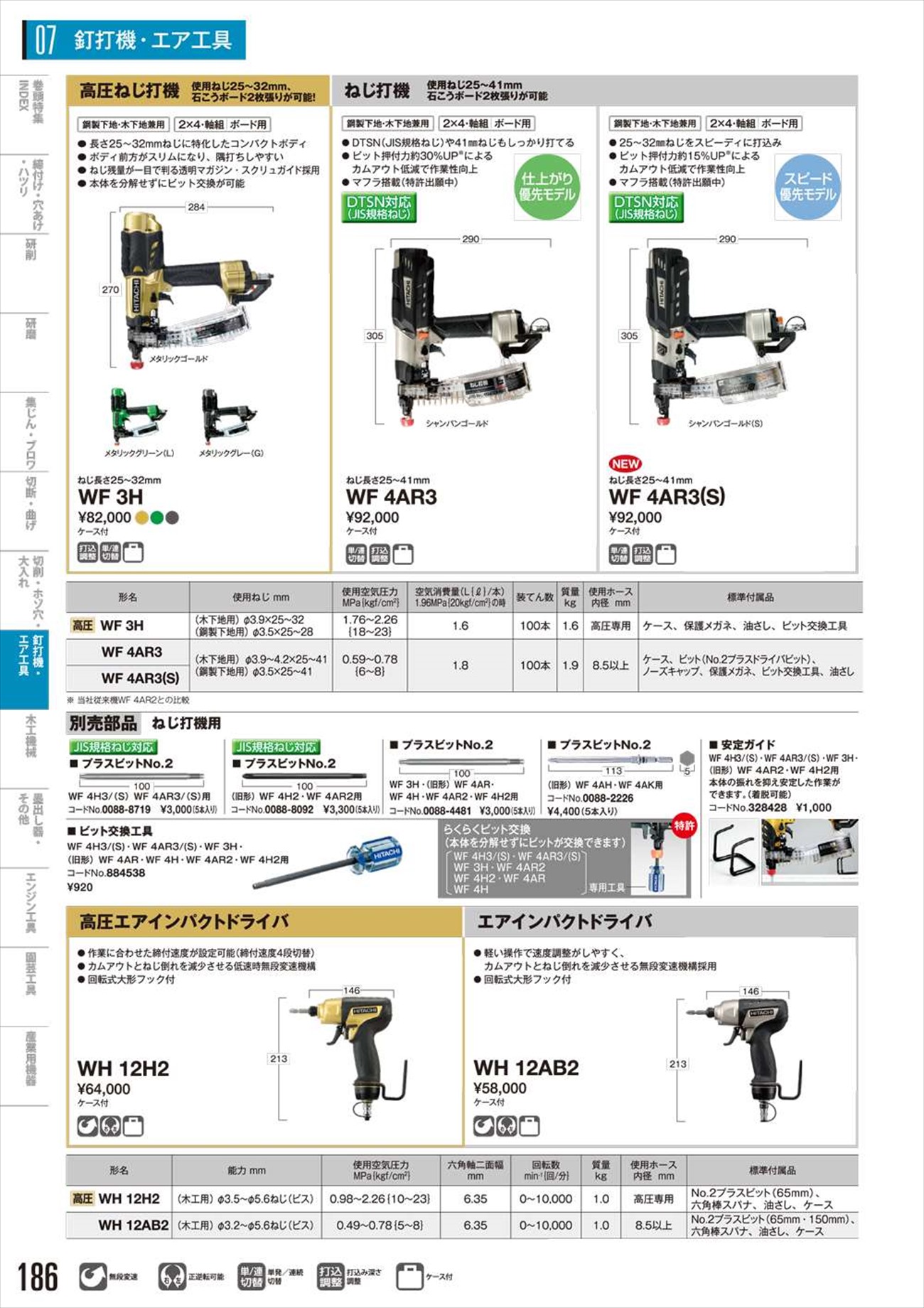 ハイコーキ(日立工機) 高圧ねじ打機 WF3H〜高圧ねじ打機 WF3H(G