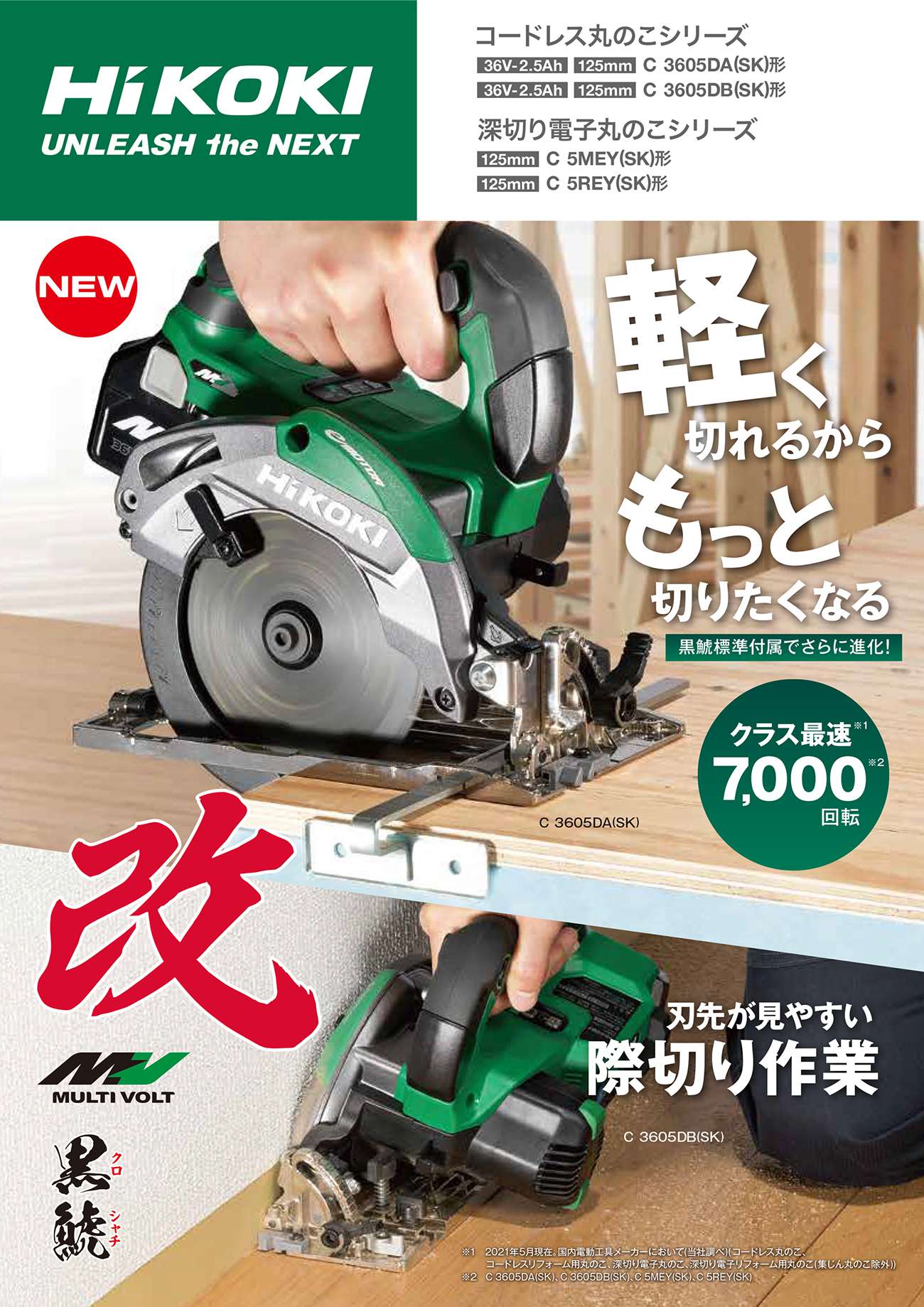 HiKOKI ( ハイコーキ ) 36V 125mm 充電式 リフォーム丸のこC3605DB(SK