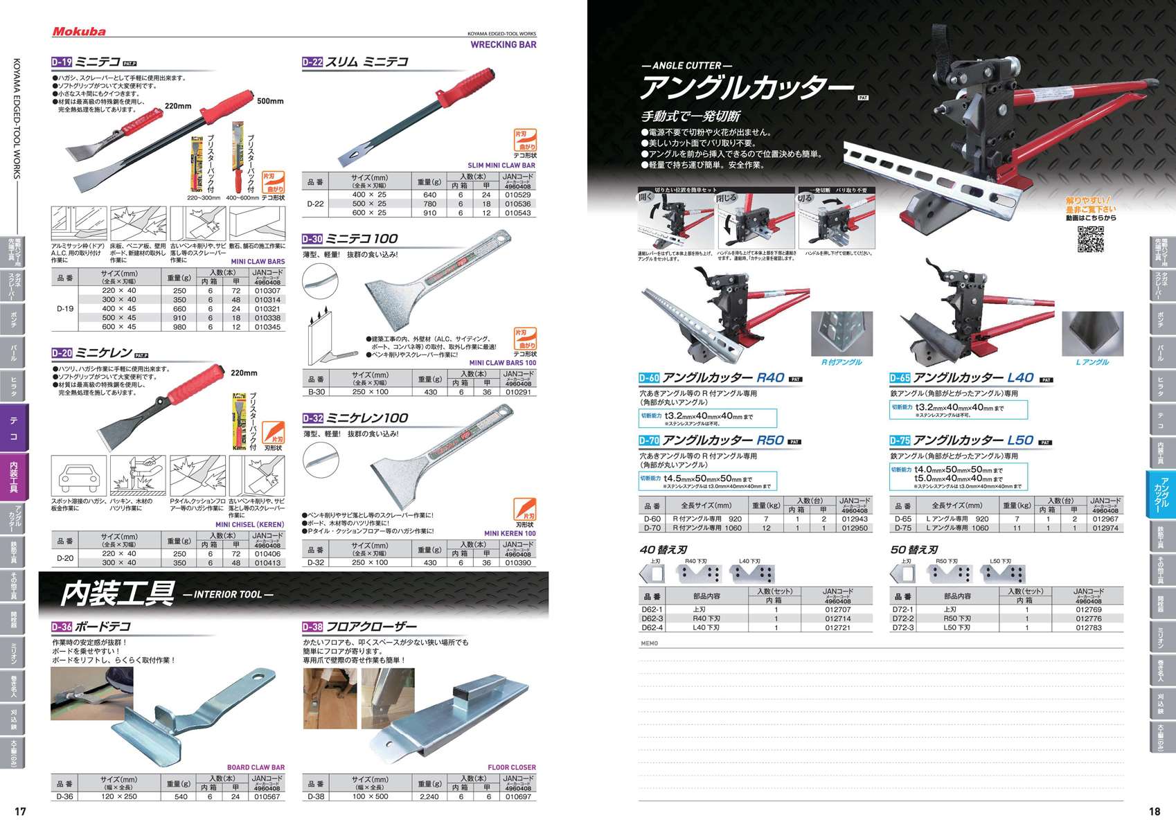 モクバ アングルカッター D-70〜D-75【送料無料】 - 工具通販クニモトハモノ (国本刃物)