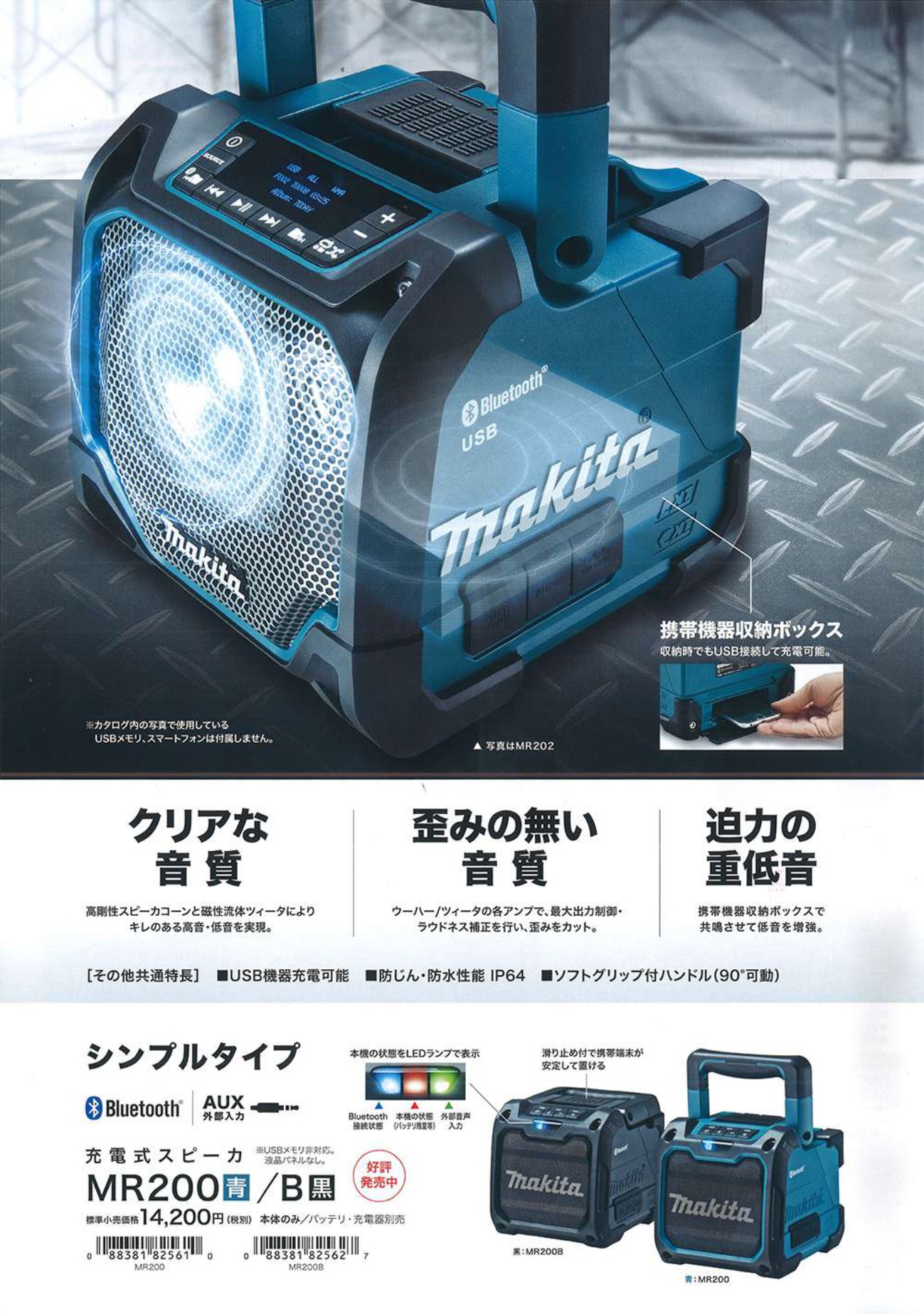 スポーツ/アウトドアマキタ Bluetooth スピーカー MR202 - 工具