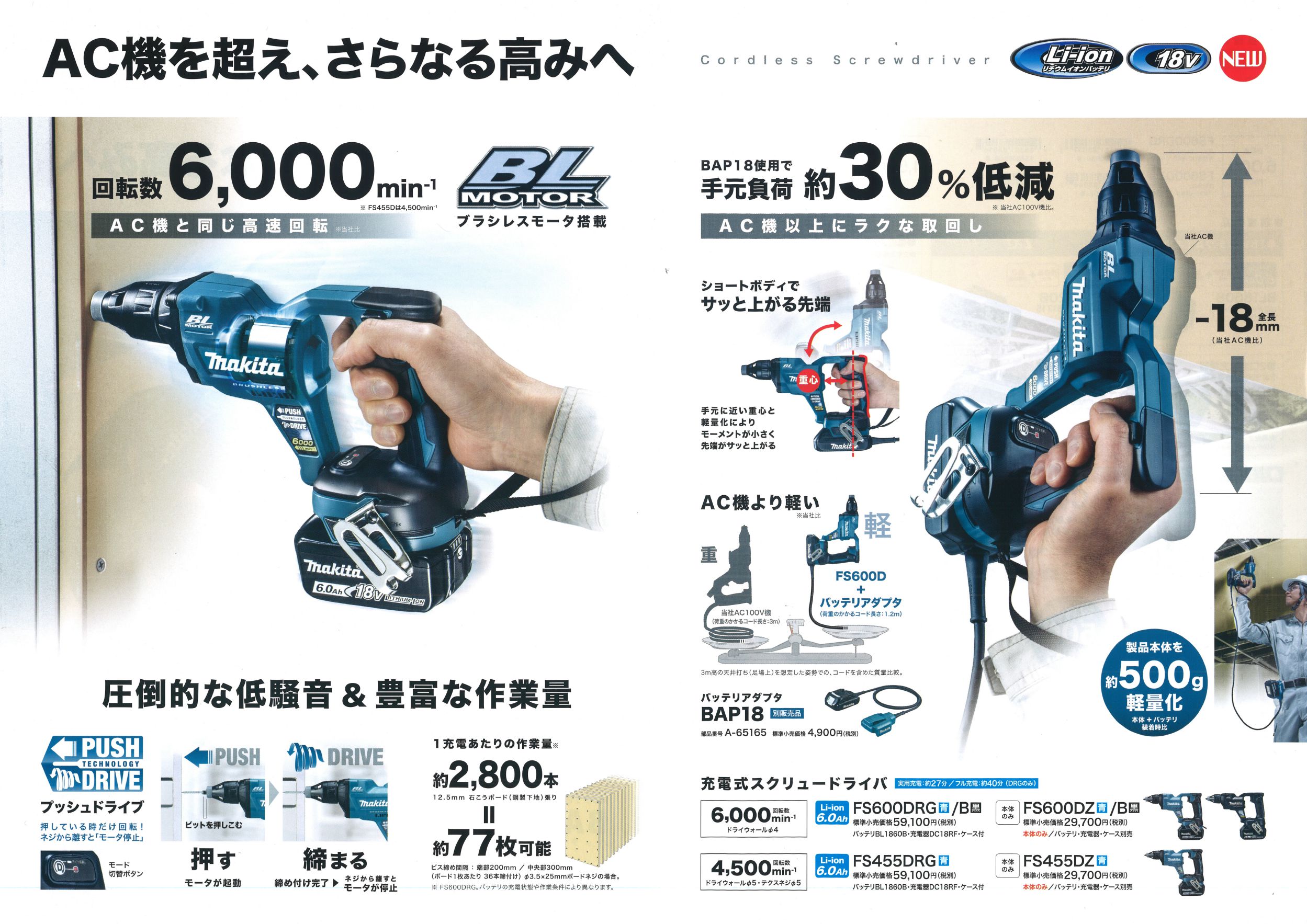 送料無料/新品】 マキタ 18V 充電式スクリュードライバ FS600DZ 青