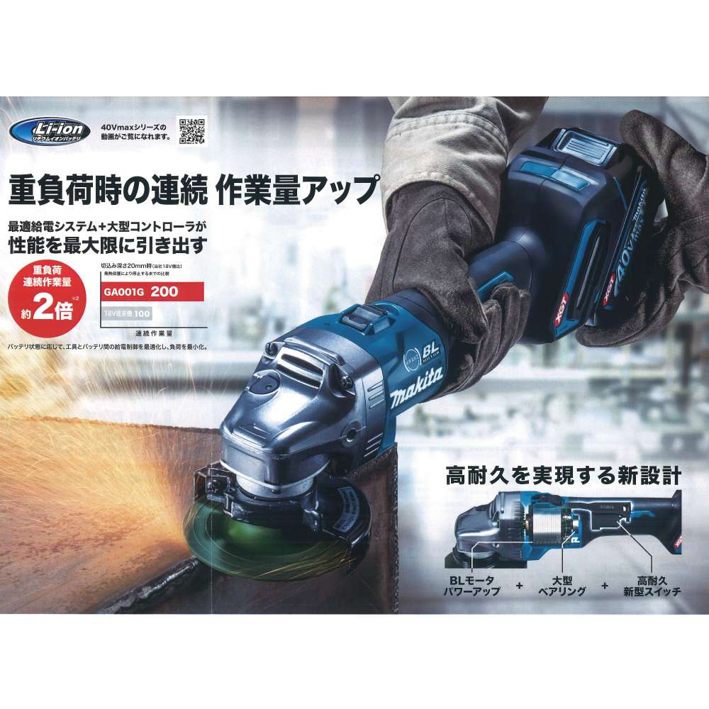 makita マキタ 40Vmax 充電式ディスクグラインダ GA001GRDXボッシュ