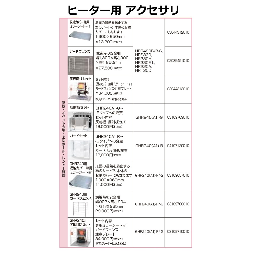 オリオン アクセサリー 収納カバー兼用ミラーシート Ghr240用学校向けセット 工具通販クニモトハモノ 国本刃物