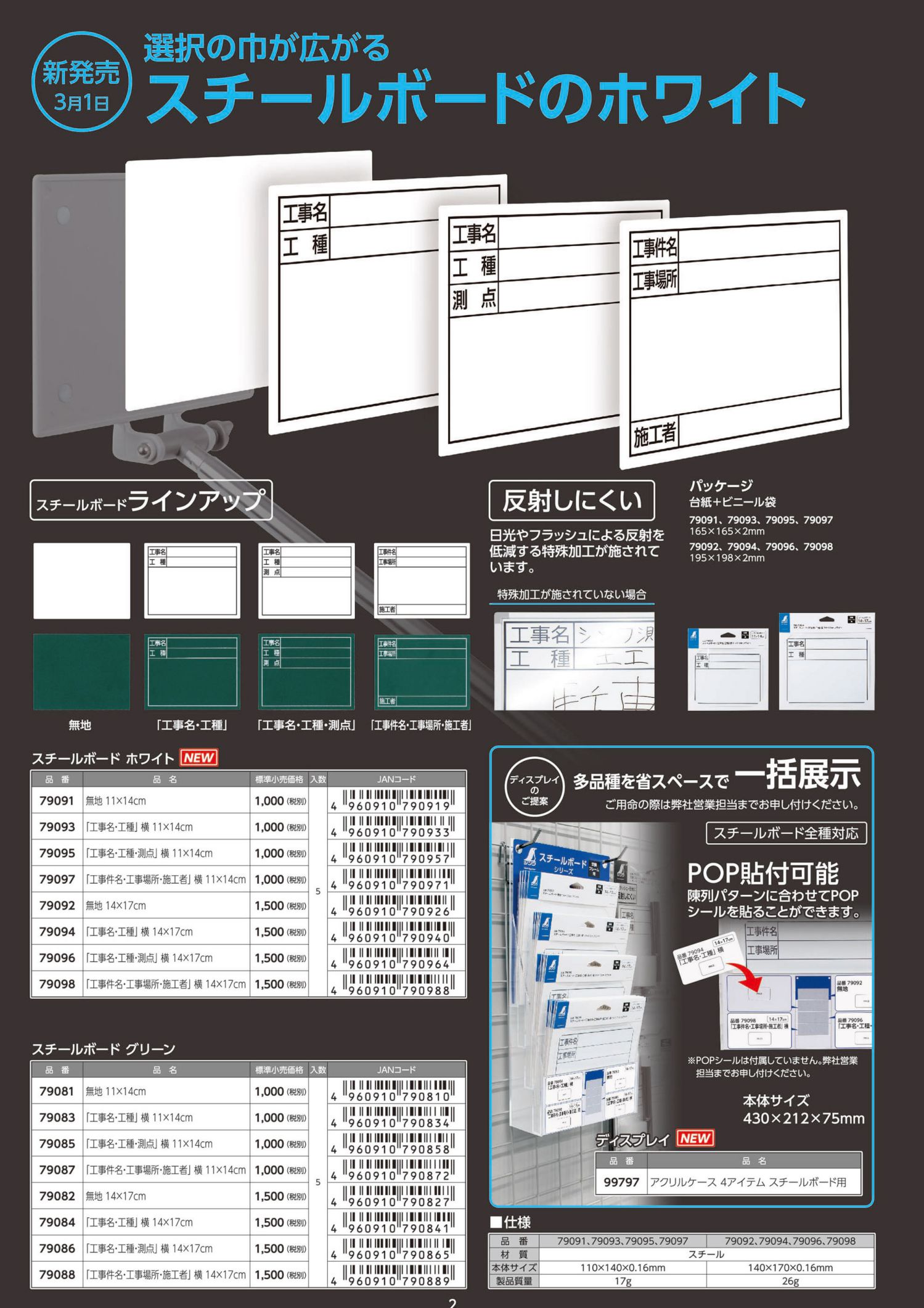 シンワ測定 スチールボード 無地 14×17cmホワイト 79092