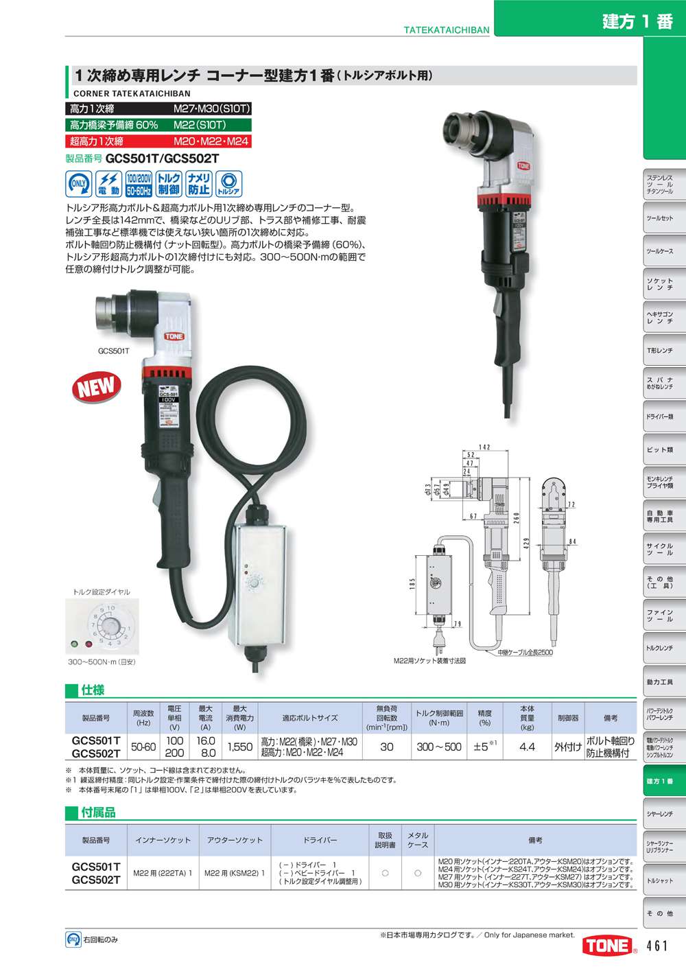 即納 全国送料無料 Tone トネ 1次締専用レンチ建方1番 トルシアボルト用 Gcs501t クリアランス Grammo Org